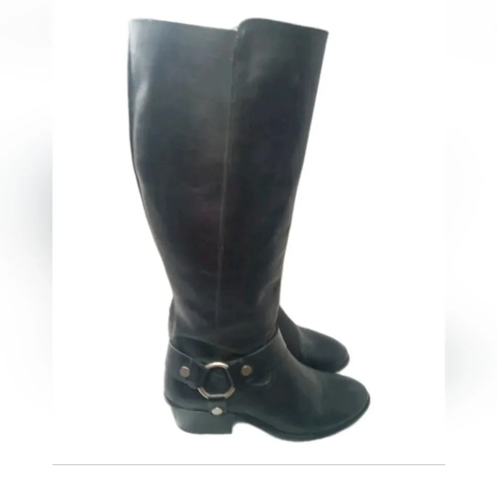 Frye Women's Carson Harness Tall Western Boots Size 9 M Black Leather 3470838